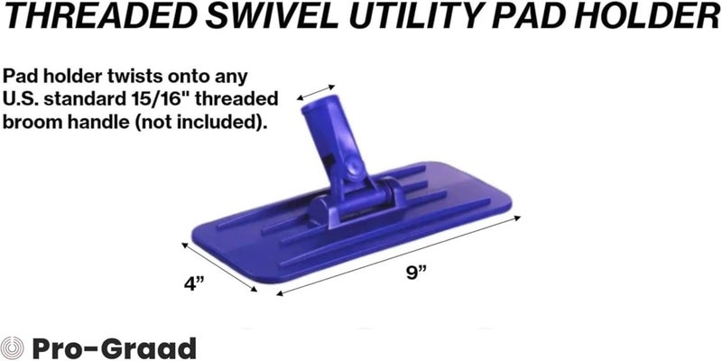 Pro-Grade Utility Pad Holder, Threaded Swivel Universal Cleaning Pad Holder, for 4.5" x 10" Utility Cleaning Scrubber Pads, Compatible with Doodlebug Pads, Pack of 1 - Image 2